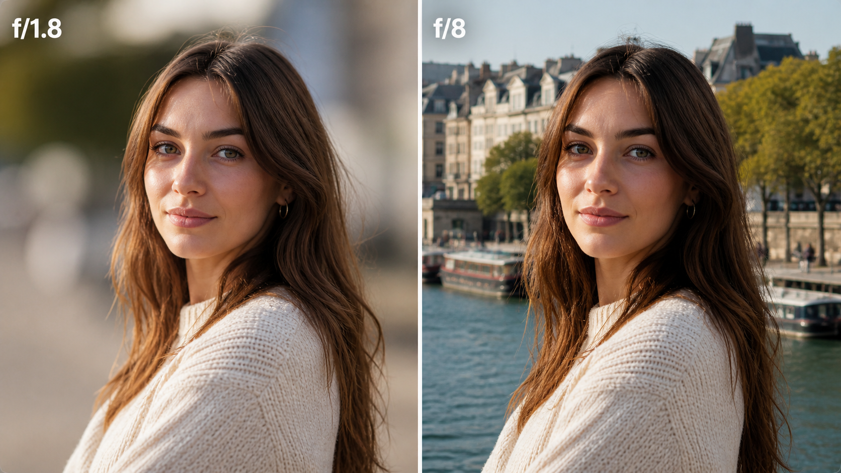 Comparaison portrait f/1.8 vs f/8